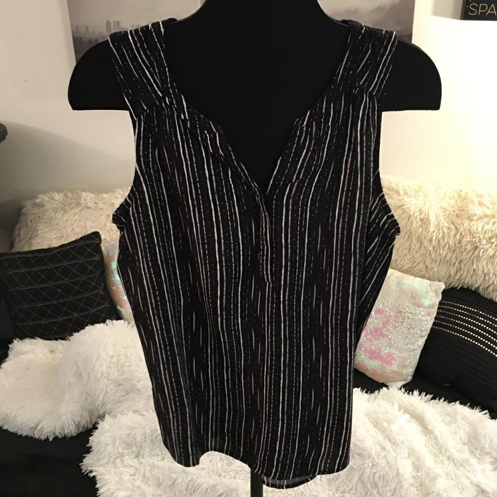Sonoma Hidden Button V Rayon Tank Blouse